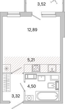 Студия квартира, вторичка, 27м2, 4/5 этаж