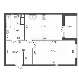 1-к квартира, вторичка, 48м2, 5/10 этаж
