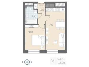 1-к квартира, вторичка, 36м2, 9/12 этаж