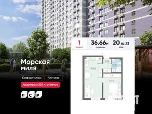 1-к квартира, вторичка, 37м2, 20/23 этаж