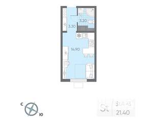 Студия квартира, вторичка, 21м2, 17/22 этаж