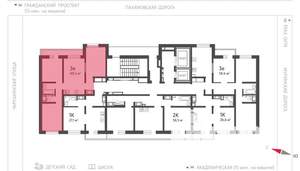 3-к квартира, строящийся дом, 60м2, 6/23 этаж