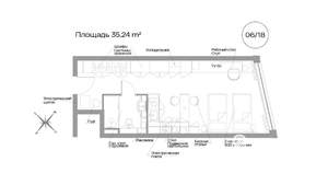 1-к квартира, вторичка, 35м2, 6/22 этаж
