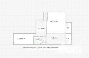 2-к квартира, вторичка, 88м2, 3/10 этаж