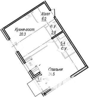 2-к квартира, строящийся дом, 60м2, 7/8 этаж