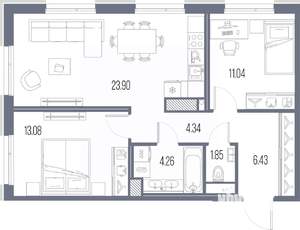 2-к квартира, вторичка, 65м2, 10/10 этаж