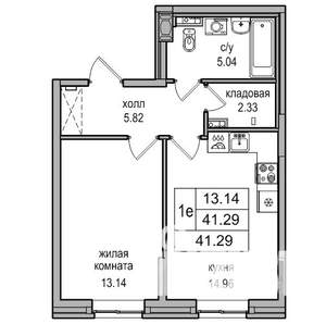 1-к квартира, вторичка, 42м2, 1/27 этаж