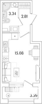 Студия квартира, вторичка, 23м2, 11/17 этаж
