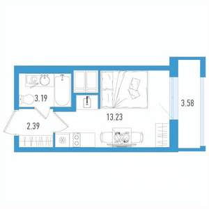 Студия квартира, строящийся дом, 20м2, 21/25 этаж