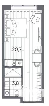 Студия квартира, вторичка, 25м2, 2/13 этаж