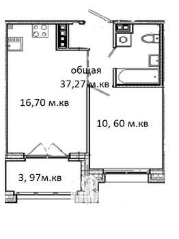 1-к квартира, вторичка, 37м2, 3/5 этаж