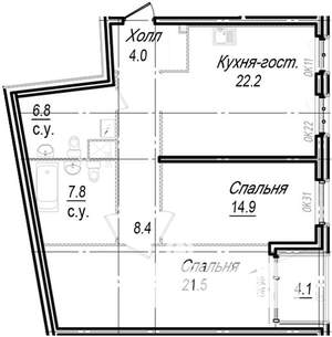 3-к квартира, строящийся дом, 90м2, 4/8 этаж