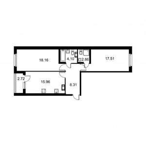 2-к квартира, строящийся дом, 68м2, 5/9 этаж