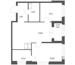 2-к квартира, вторичка, 62м2, 19/24 этаж