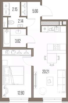 1-к квартира, строящийся дом, 47м2, 7/10 этаж