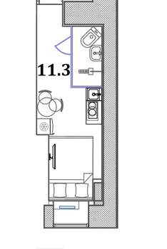 Студия квартира, вторичка, 11м2, 1/6 этаж