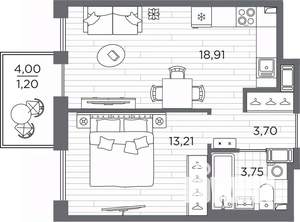 1-к квартира, вторичка, 41м2, 5/7 этаж