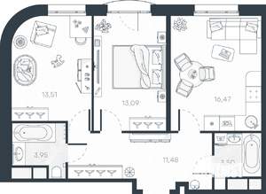 2-к квартира, вторичка, 63м2, 5/9 этаж