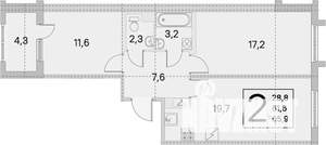 2-к квартира, вторичка, 64м2, 3/5 этаж