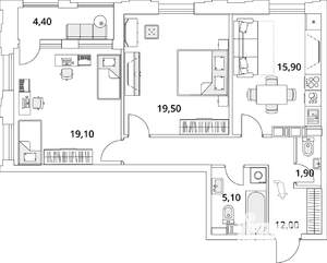 2-к квартира, строящийся дом, 76м2, 10/13 этаж
