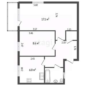 2-к квартира, вторичка, 42м2, 2/5 этаж