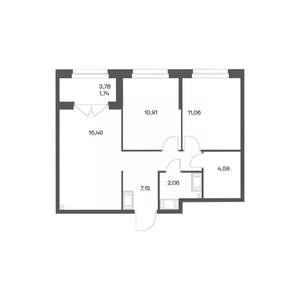 2-к квартира, вторичка, 54м2, 11/24 этаж