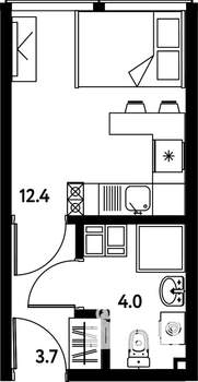 Студия квартира, вторичка, 20м2, 6/10 этаж