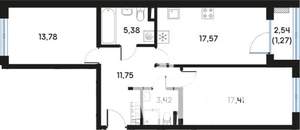 2-к квартира, вторичка, 70м2, 3/9 этаж