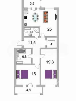 2-к квартира, вторичка, 90м2, 6/12 этаж