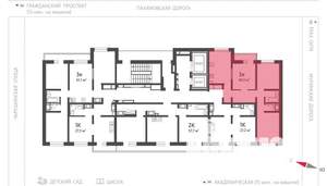 3-к квартира, строящийся дом, 60м2, 22/23 этаж