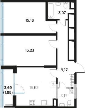 2-к квартира, вторичка, 66м2, 8/9 этаж