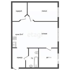 2-к квартира, вторичка, 44м2, 1/5 этаж