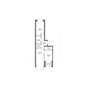 2-к квартира, вторичка, 75м2, 13/13 этаж