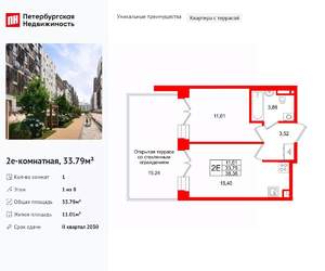 1-к квартира, вторичка, 34м2, 1/8 этаж