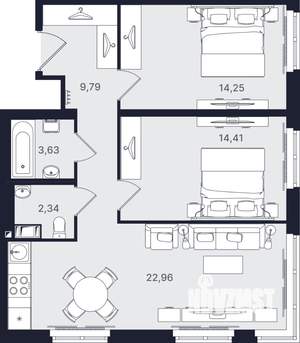 3-к квартира, вторичка, 67м2, 15/24 этаж