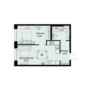 1-к квартира, вторичка, 40м2, 5/6 этаж