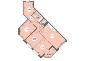 3-к квартира, вторичка, 82м2, 9/24 этаж