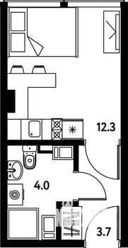 Студия квартира, вторичка, 20м2, 7/10 этаж