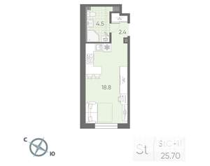 Студия квартира, вторичка, 26м2, 2/4 этаж