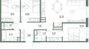 3-к квартира, вторичка, 84м2, 7/10 этаж
