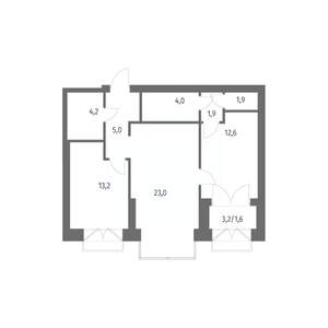 2-к квартира, вторичка, 67м2, 13/13 этаж