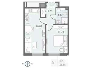 1-к квартира, вторичка, 37м2, 18/23 этаж