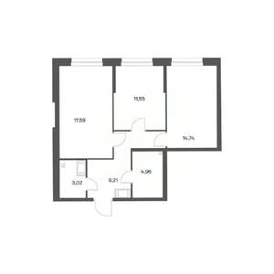 2-к квартира, вторичка, 61м2, 9/24 этаж