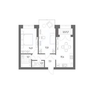 2-к квартира, вторичка, 67м2, 12/13 этаж