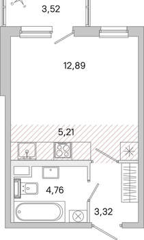 Студия квартира, вторичка, 27м2, 1/5 этаж
