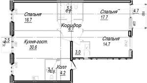 4-к квартира, строящийся дом, 107м2, 6/8 этаж