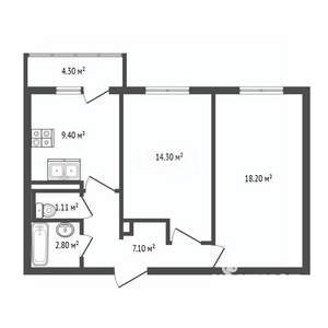 2-к квартира, вторичка, 54м2, 11/12 этаж