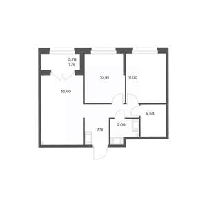 2-к квартира, вторичка, 54м2, 15/24 этаж