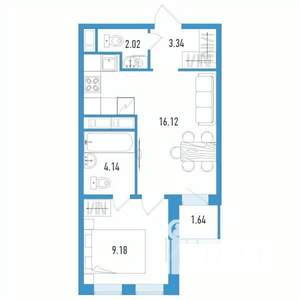1-к квартира, строящийся дом, 36м2, 5/12 этаж