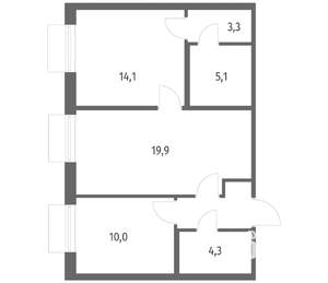 2-к квартира, вторичка, 60м2, 2/12 этаж
